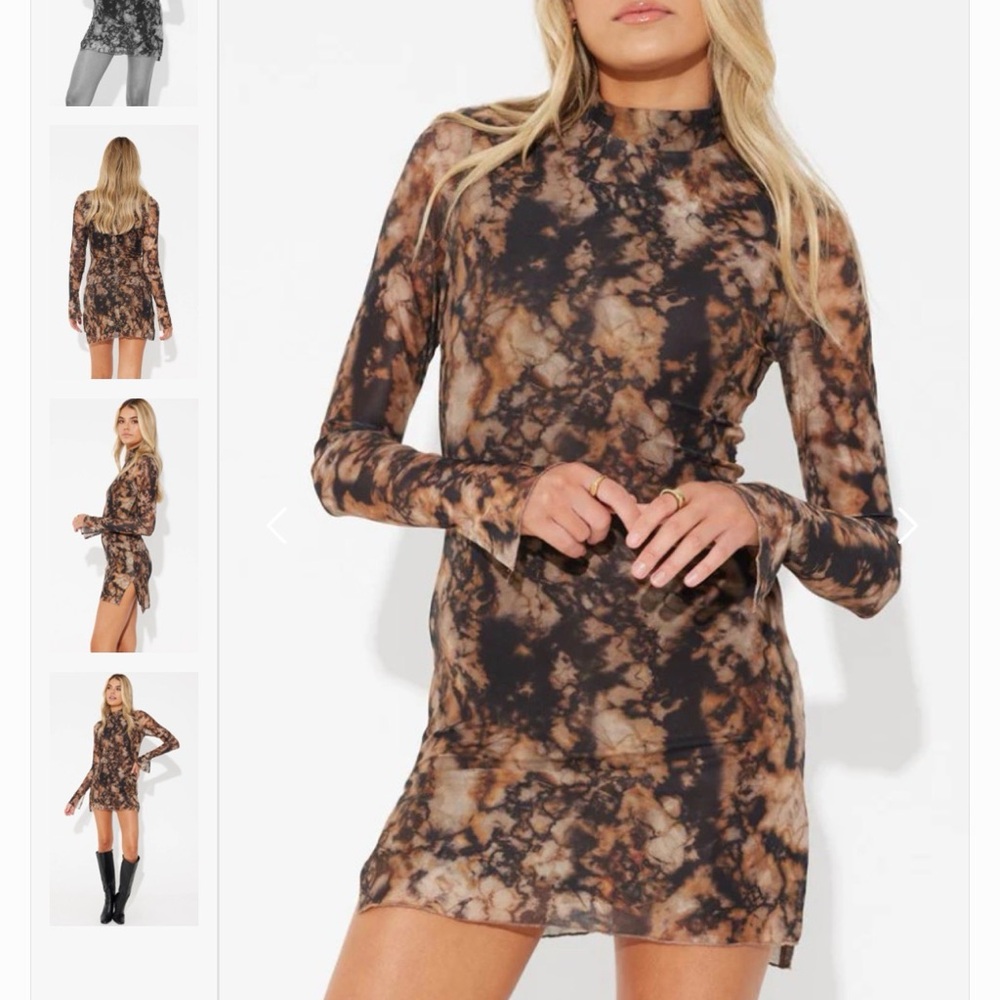 Away Black and Brown Long Sleeve Dress